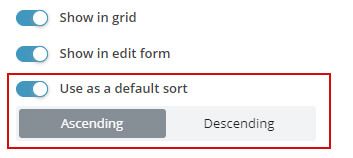 Default sorting of data in the table